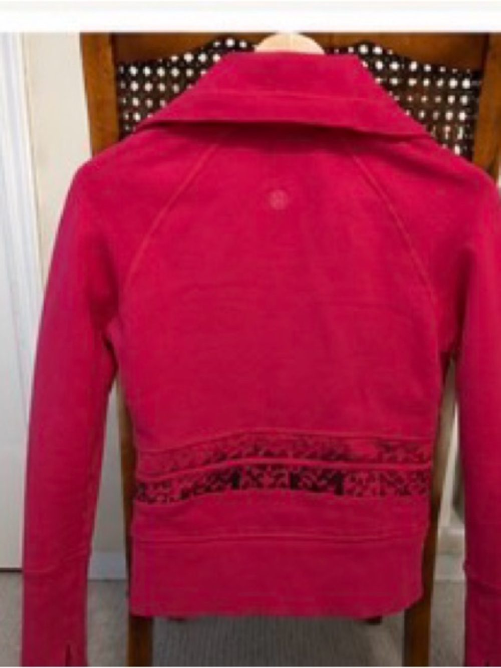 Lululemon Scuba Zip-Up Jacket Pink Patterned Trim Women's Size 6 - Picture 5 of 7